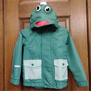 3T Lily & Dan Frog Children's Reflective Detail Rain Jacket Coat Green